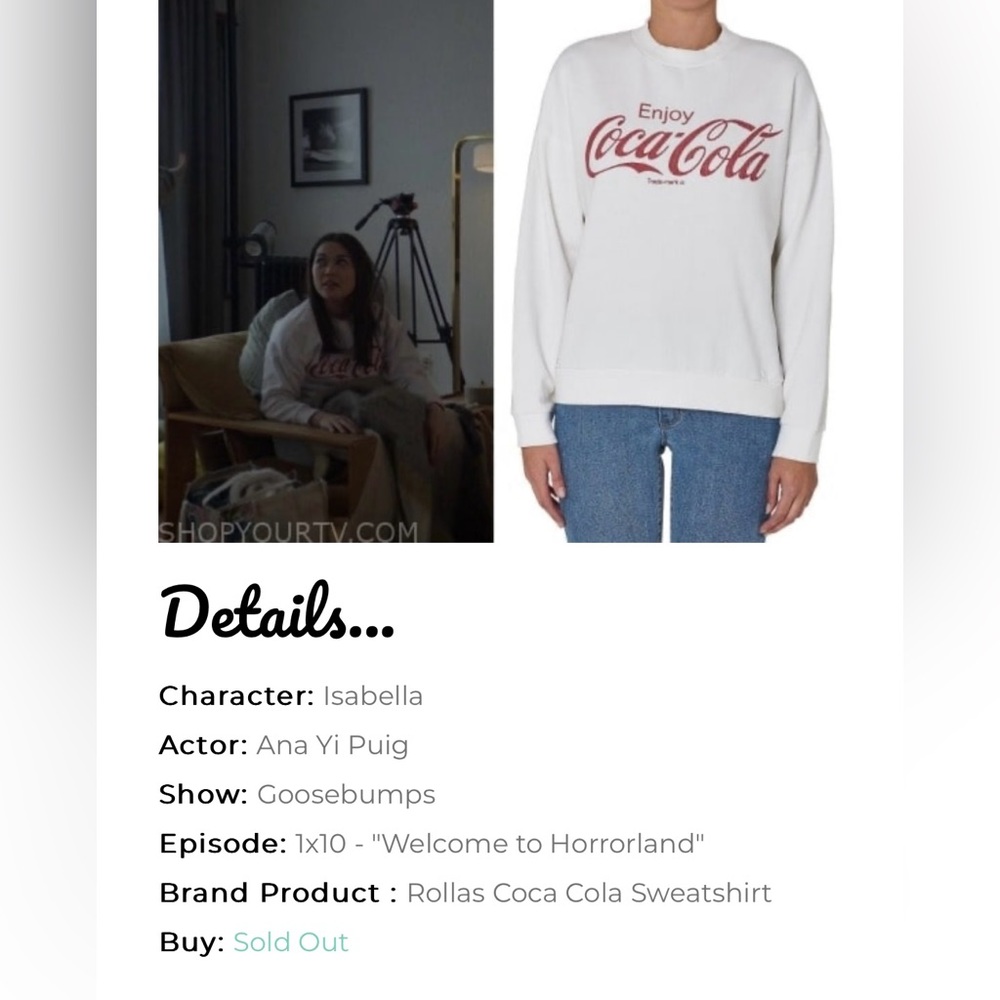 ROLLA’S Coca Cola Sweatshirt. 100% Cotton. New. XS Extra Small.